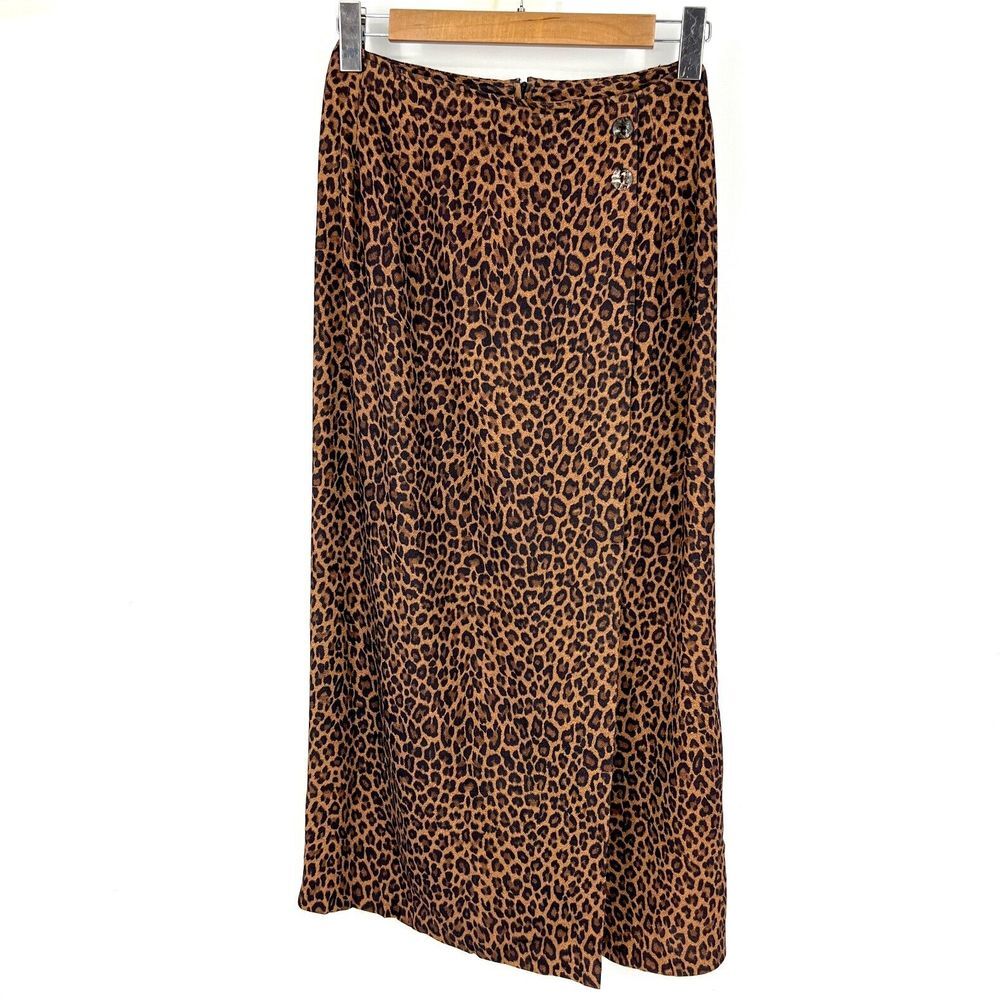 Leopard Print Midi Skirt - Brown Animal Print